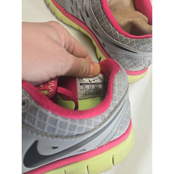 Nike‎ Flex Fitsole 580440-015 Pink/Gray/Neon Running Sneakers Women’s US Size 6 - Picture 7 of 7